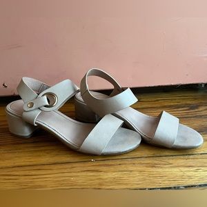 Nude block-heel sandal